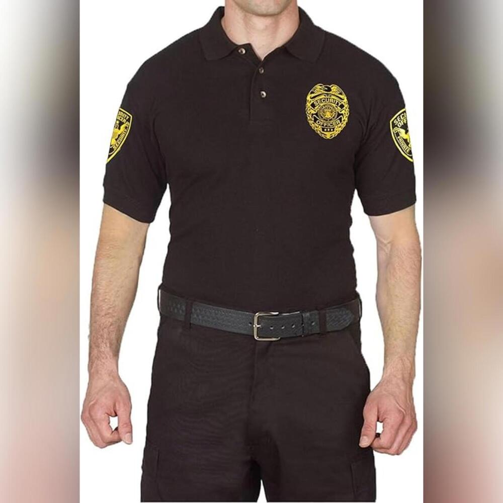 NWT First Class Black Poly Cotton Security Polo Shirt, Black, Large